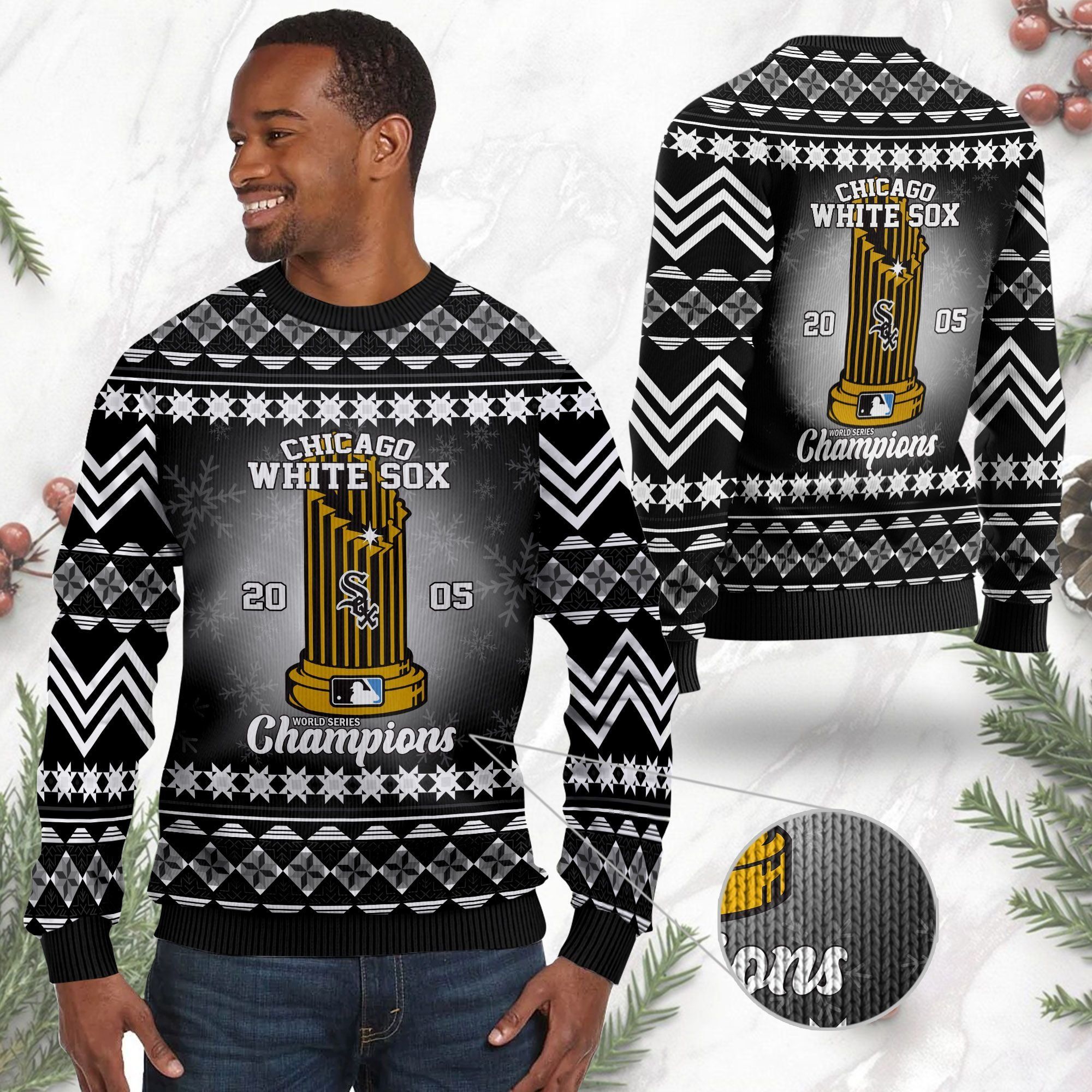 Chicago White Sox World Series Champions MLB Cup Ugly Christmas Sweater