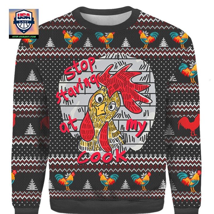 Chicken Stop Staring At My Cock Ugly 3D Christmas Sweater