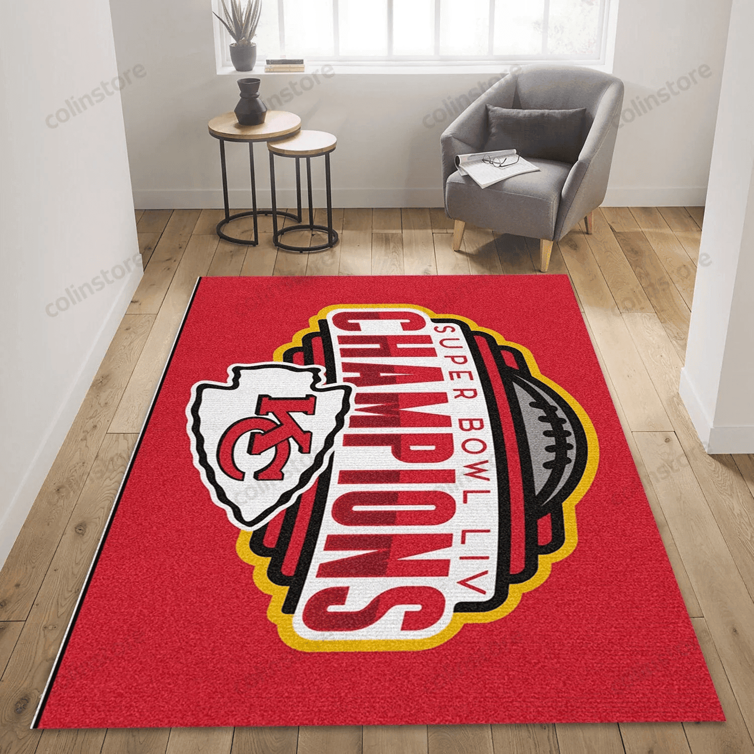 Chiefs Rectangle Area Rug – Full Print Carpet For Living Room & Bedroom Home Decor