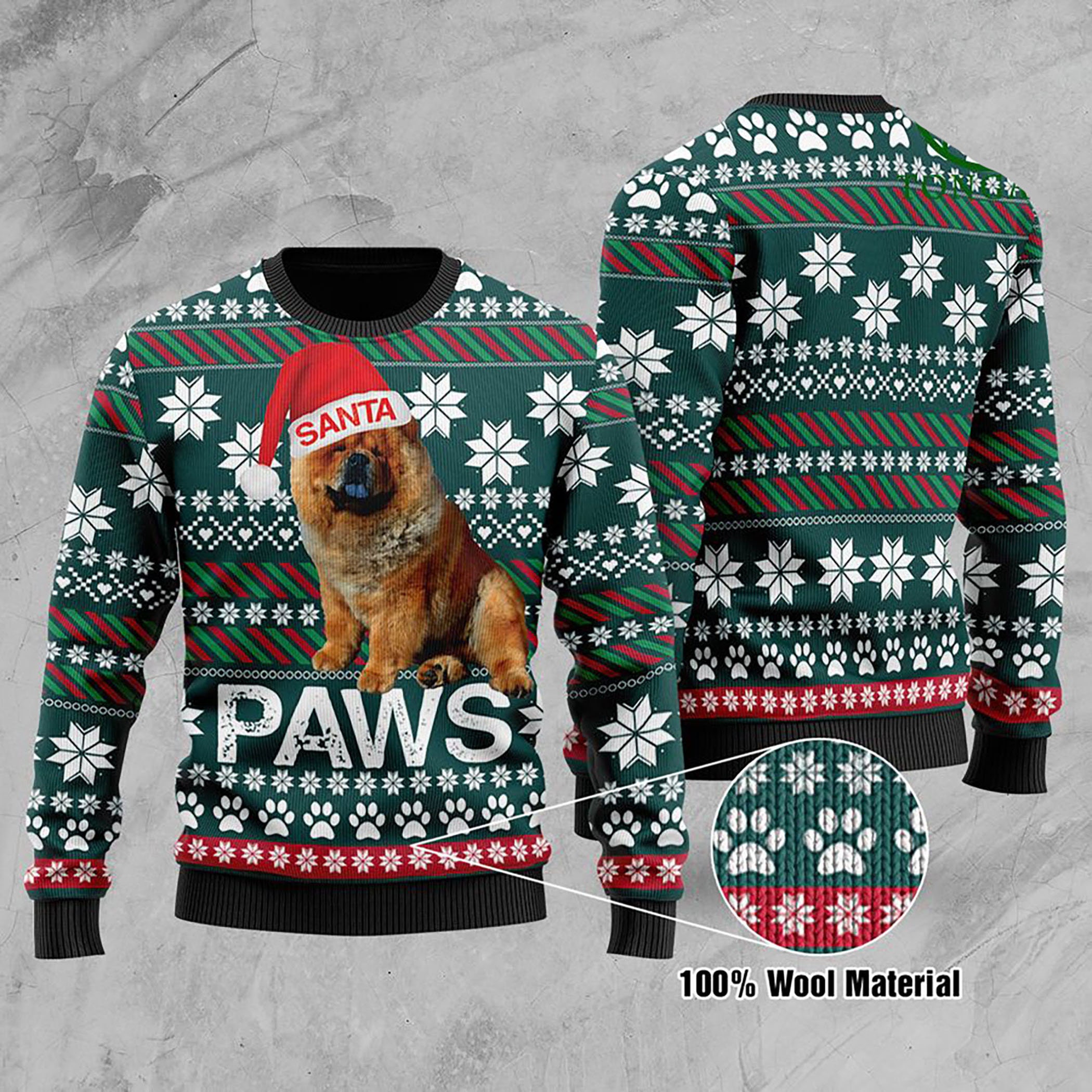 Chow Chow Santa Printed Christmas Ugly Christmas Sweater