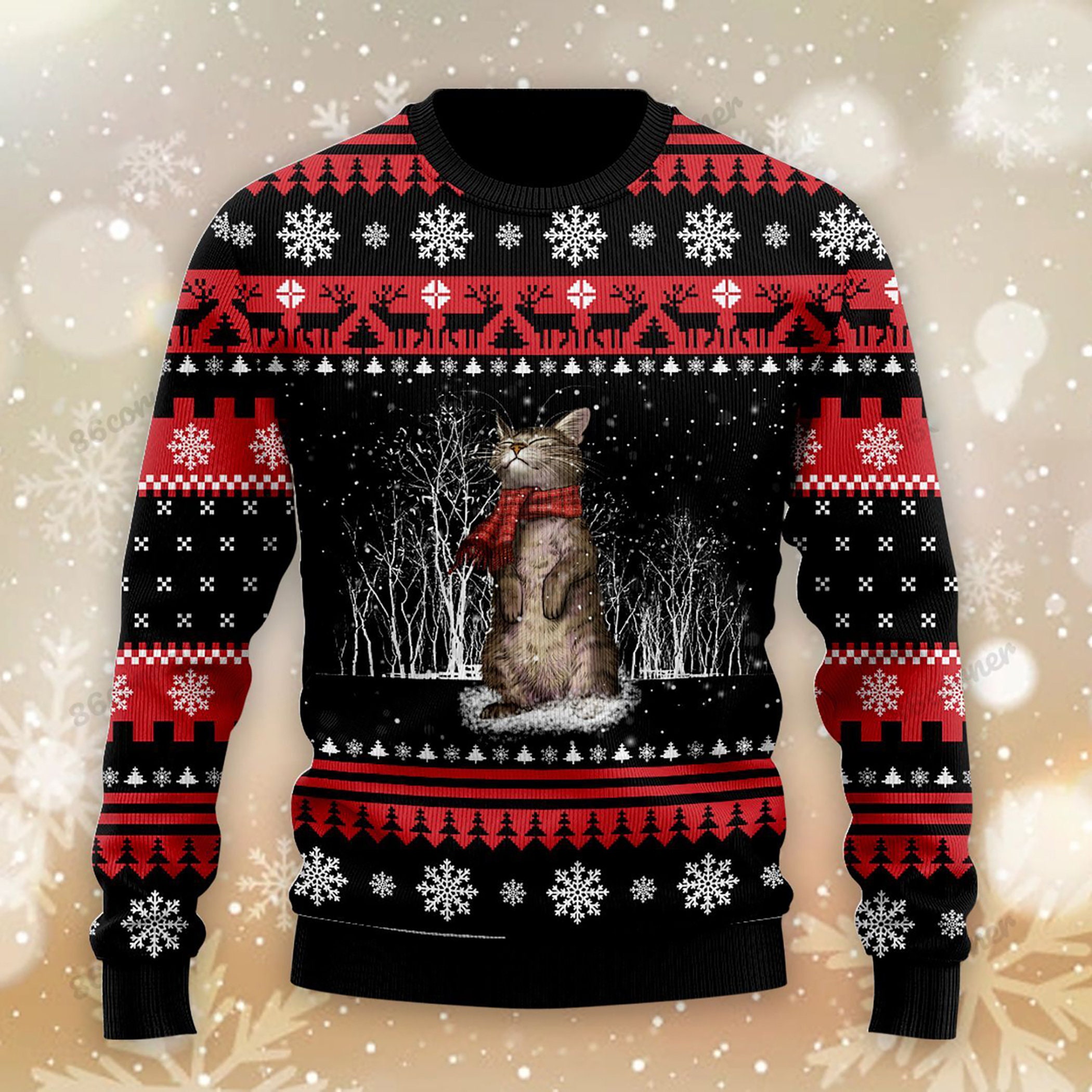 Christmas Cats Ugly Black And Red Ugly Christmas Sweater