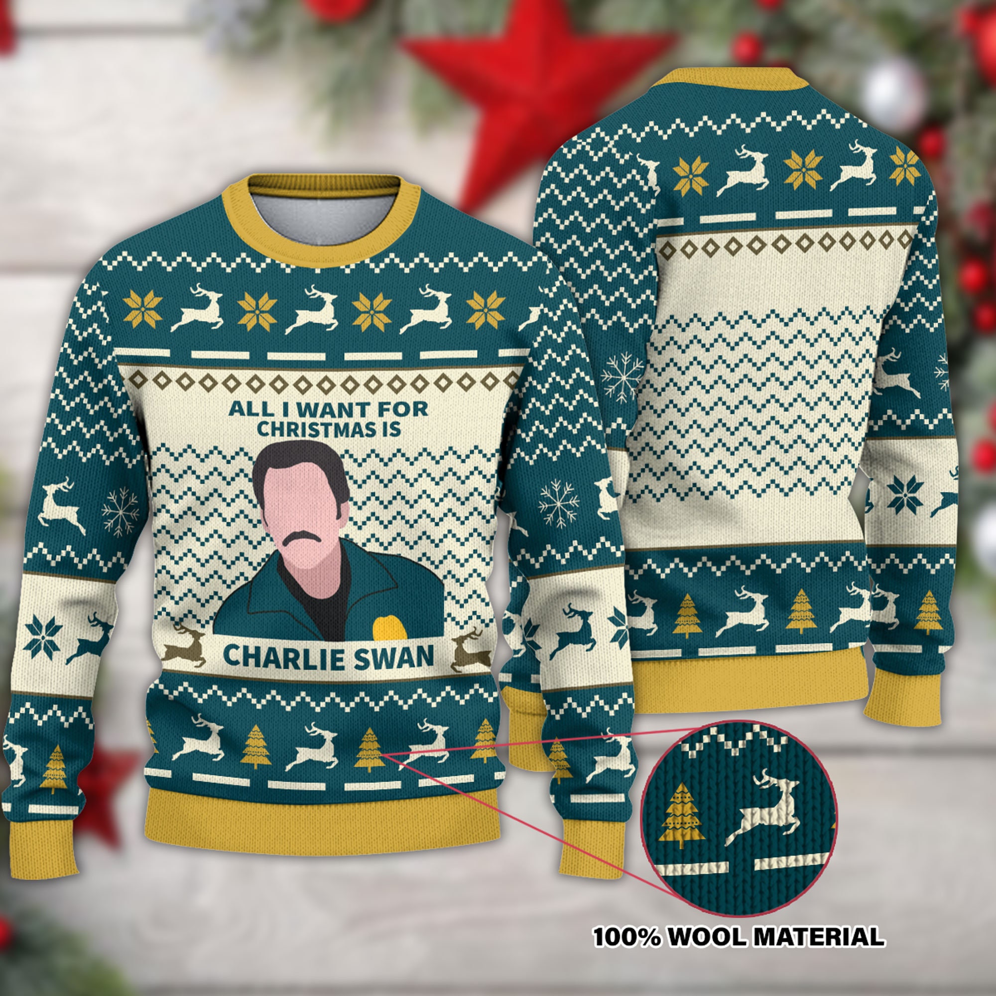 Christmas Charlie Swan Ugly Christmas Sweater