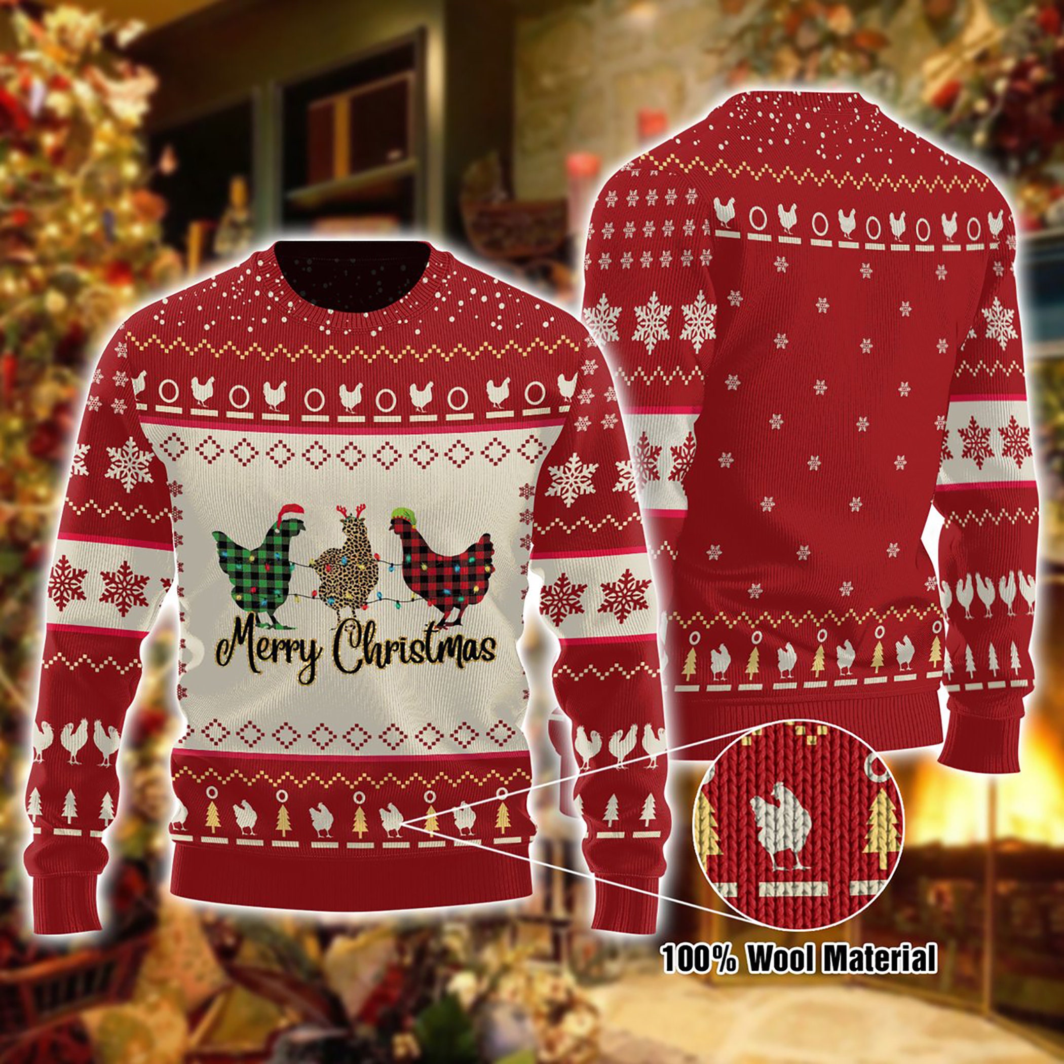 Christmas Chicken Red Ugly Christmas Sweater