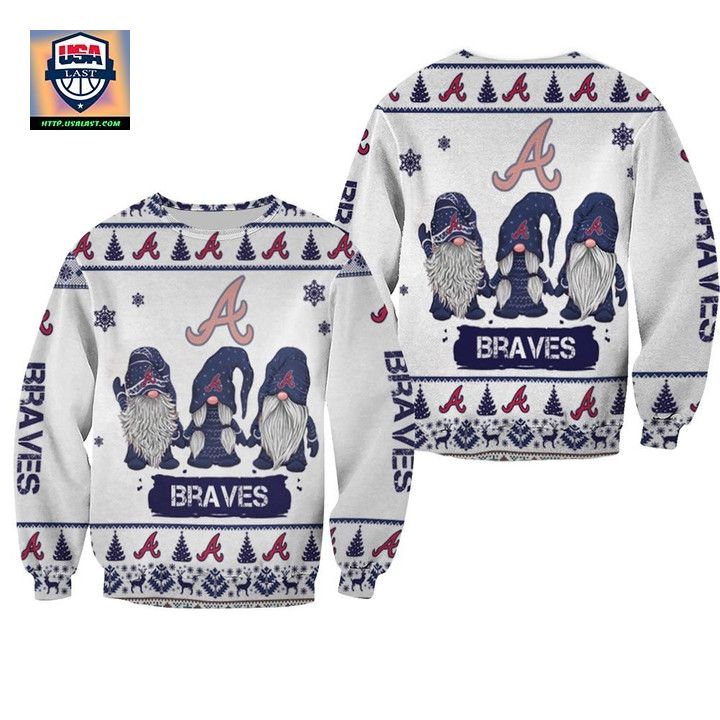 Christmas Gnomes Atlanta Braves Ugly Sweater Christmas 3D Sweater