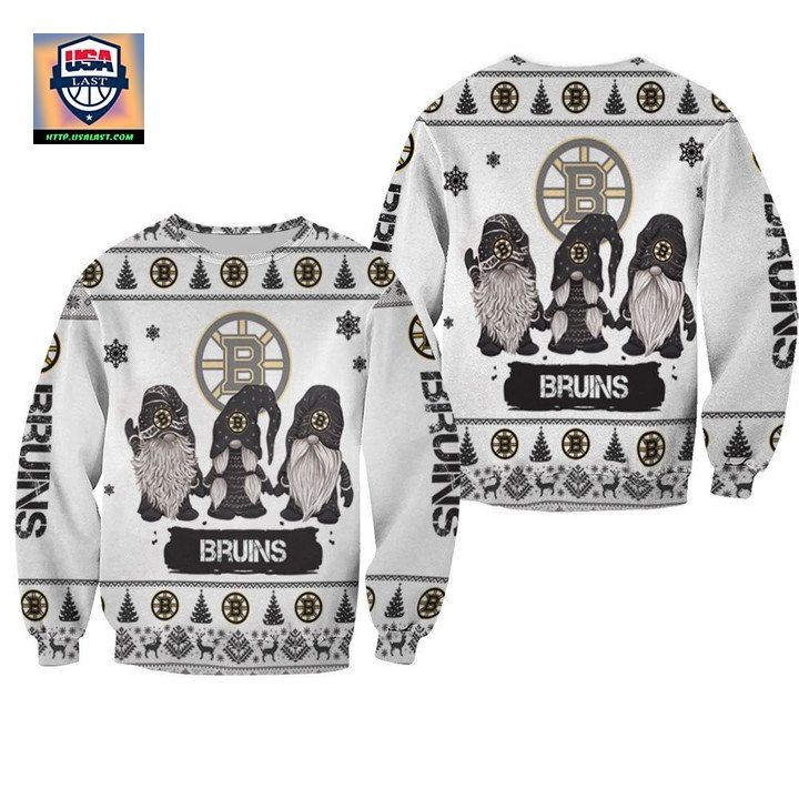 Christmas Gnomes Boston Bruins Ugly Sweater Christmas 3D Sweater