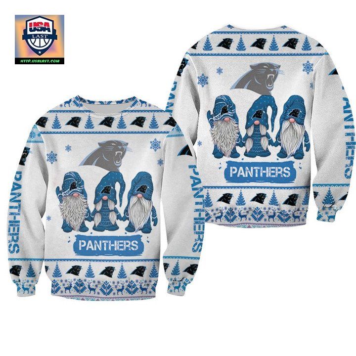 Christmas Gnomes Carolina Panthers Ugly Sweater Christmas 3D Sweater
