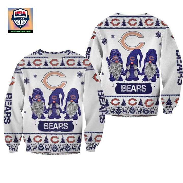 Christmas Gnomes Chicago Bears Ugly Sweater Christmas 3D Sweater