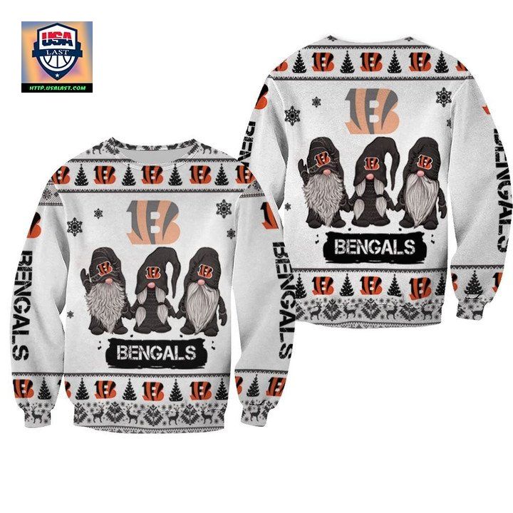 Christmas Gnomes Cincinnati Bengals Ugly Sweater Christmas 3D Sweater