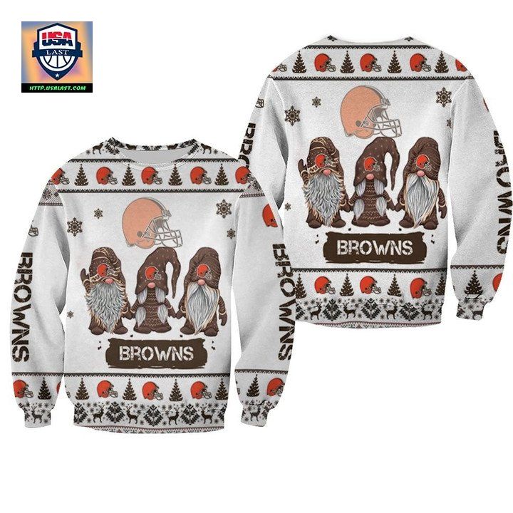 Christmas Gnomes Cleveland Browns Ugly Sweater Christmas 3D Sweater