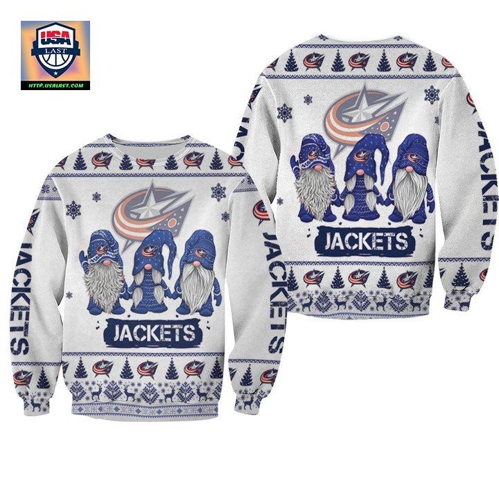 Christmas Gnomes Columbus Blue Jackets Ugly Sweater Christmas 3D Sweater