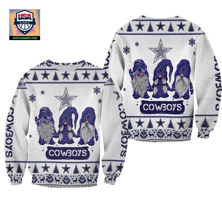 Christmas Gnomes Dallas Cowboys Ugly Sweater Christmas 3D Sweater