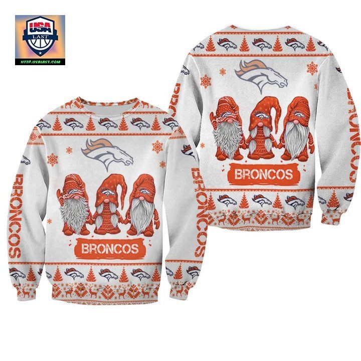 Christmas Gnomes Denver Broncos Ugly Sweater Christmas 3D Sweater