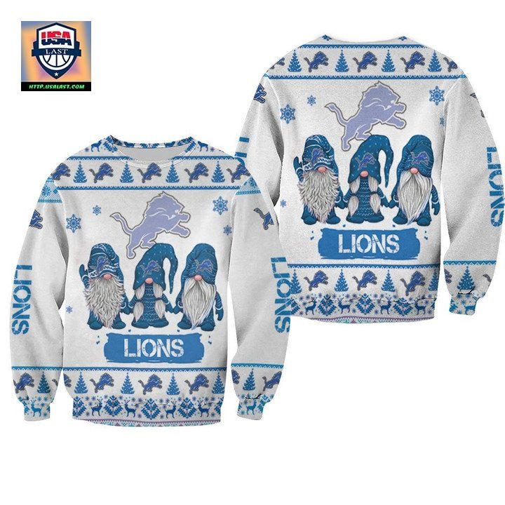 Christmas Gnomes Detroit Lions Ugly Sweater Christmas 3D Sweater