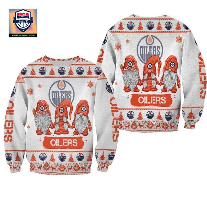 Christmas Gnomes Edmonton Oilers Ugly Sweater Christmas 3D Sweater