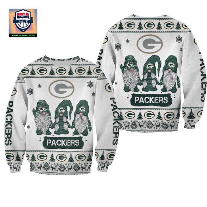 Christmas Gnomes Green Bay Packers Ugly Sweater Christmas 3D Sweater