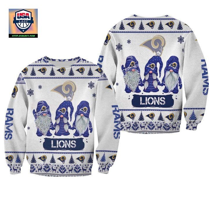 Christmas Gnomes Los Angeles Rams Ugly Sweater Christmas 3D Sweater