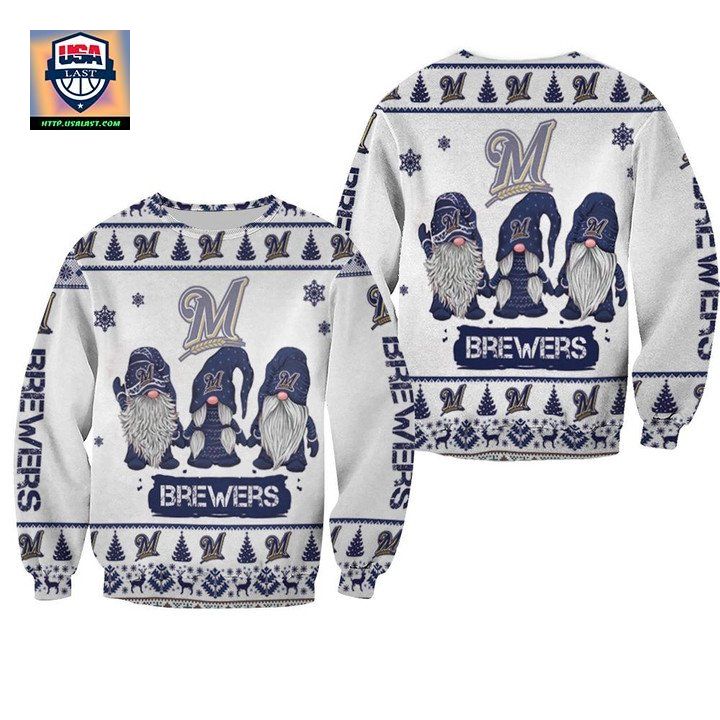 Christmas Gnomes Milwaukee Brewers Ugly Sweater Christmas 3D Sweater