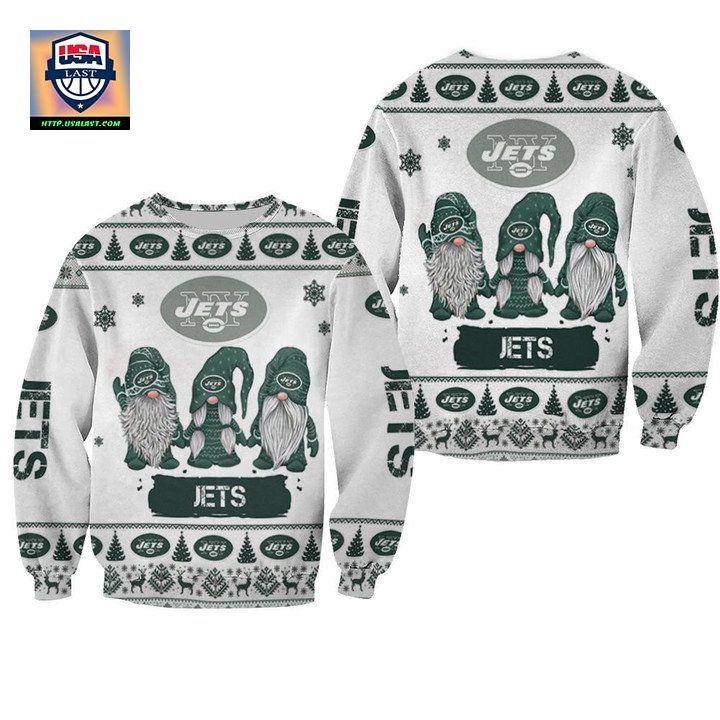 Christmas Gnomes New York Jets Ugly Sweater Christmas 3D Sweater