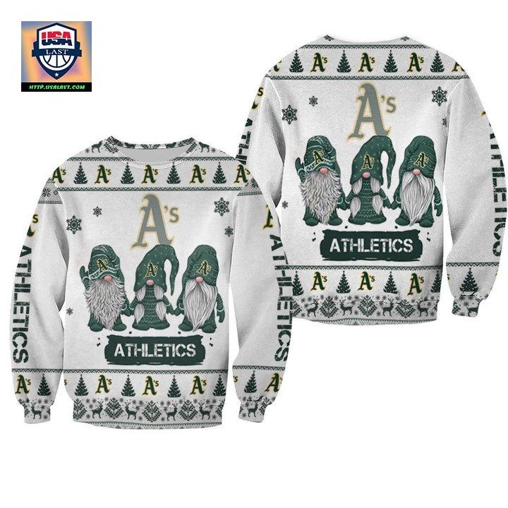 Christmas Gnomes Oakland Athletics Ugly Sweater Christmas 3D Sweater