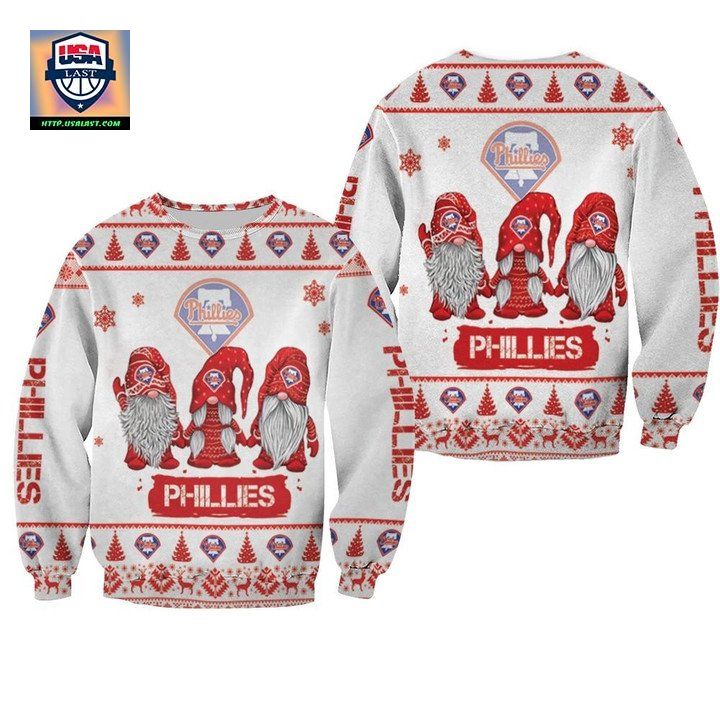 Christmas Gnomes Philadelphia Phillies Ugly Sweater Christmas 3D Sweater