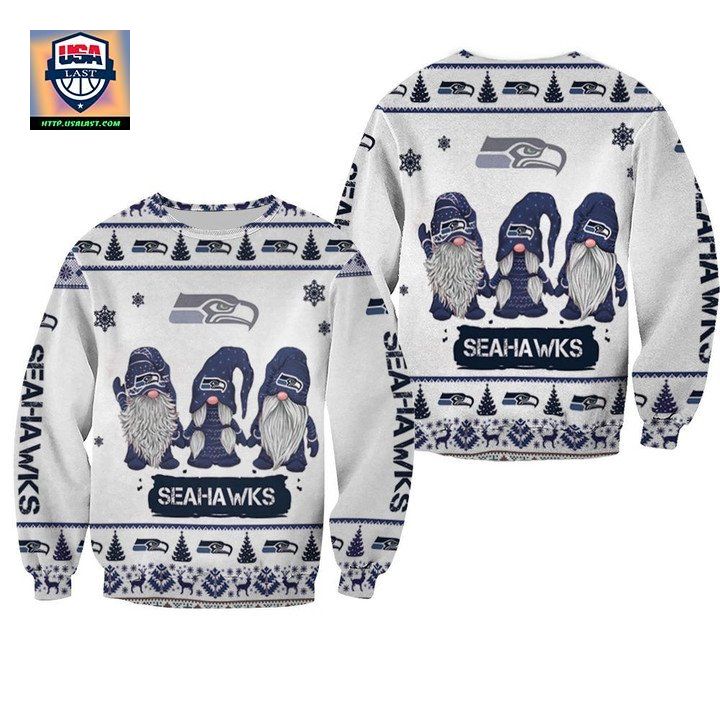 Christmas Gnomes Seattle Seahawks Ugly Sweater Christmas 3D Sweater