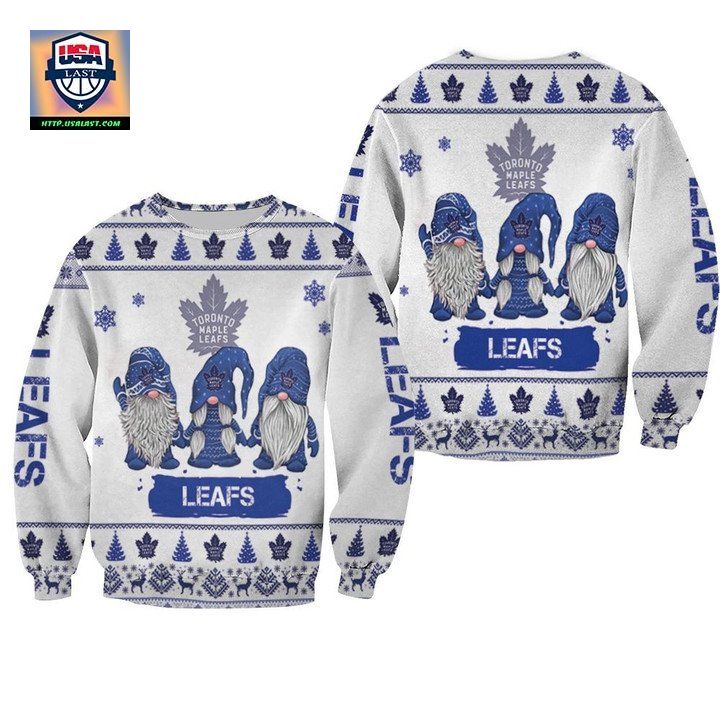 Christmas Gnomes Toronto Maple Leafs Ugly Sweater Christmas 3D Sweater
