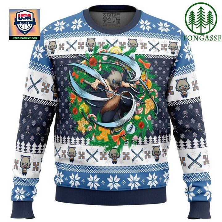 Christmas Hashibira Inosuke Demon Slayer Ugly Christmas Sweater