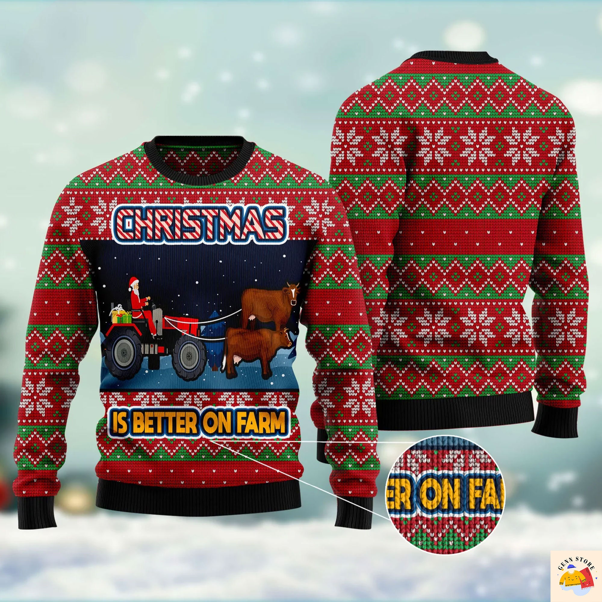 Christmas Is Better On Farm Ugly Christmas Sweater