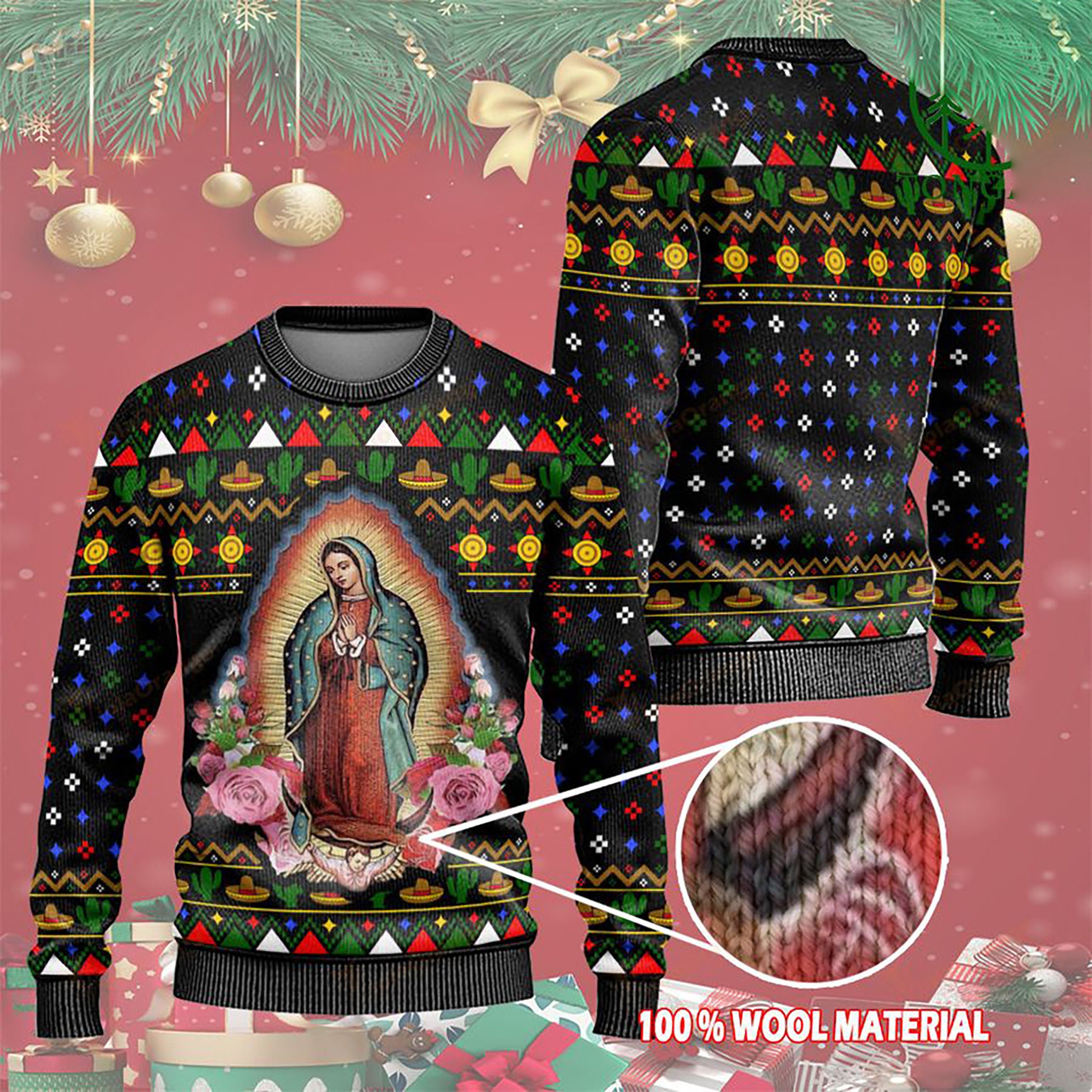 Christmas Mexico Our Lady Of Guadalupe Ugly Christmas Sweater