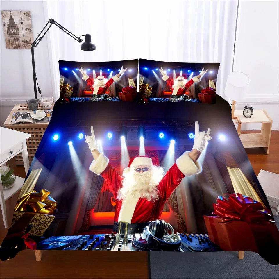Christmas Santa Claus Duvet Cover Quilt Cover Pillowcase Bedding Set Bed Linen Home Bedroom Decor