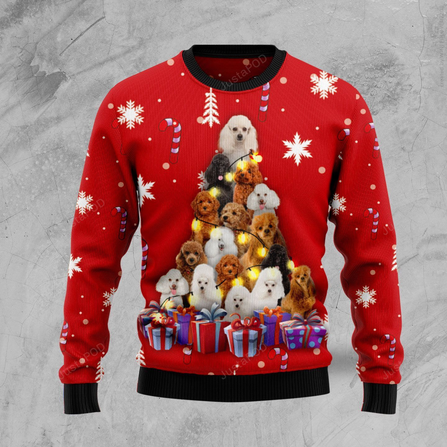 Christmas Tree Poodle Ugly Christmas Sweater, Perfect Holiday Gift