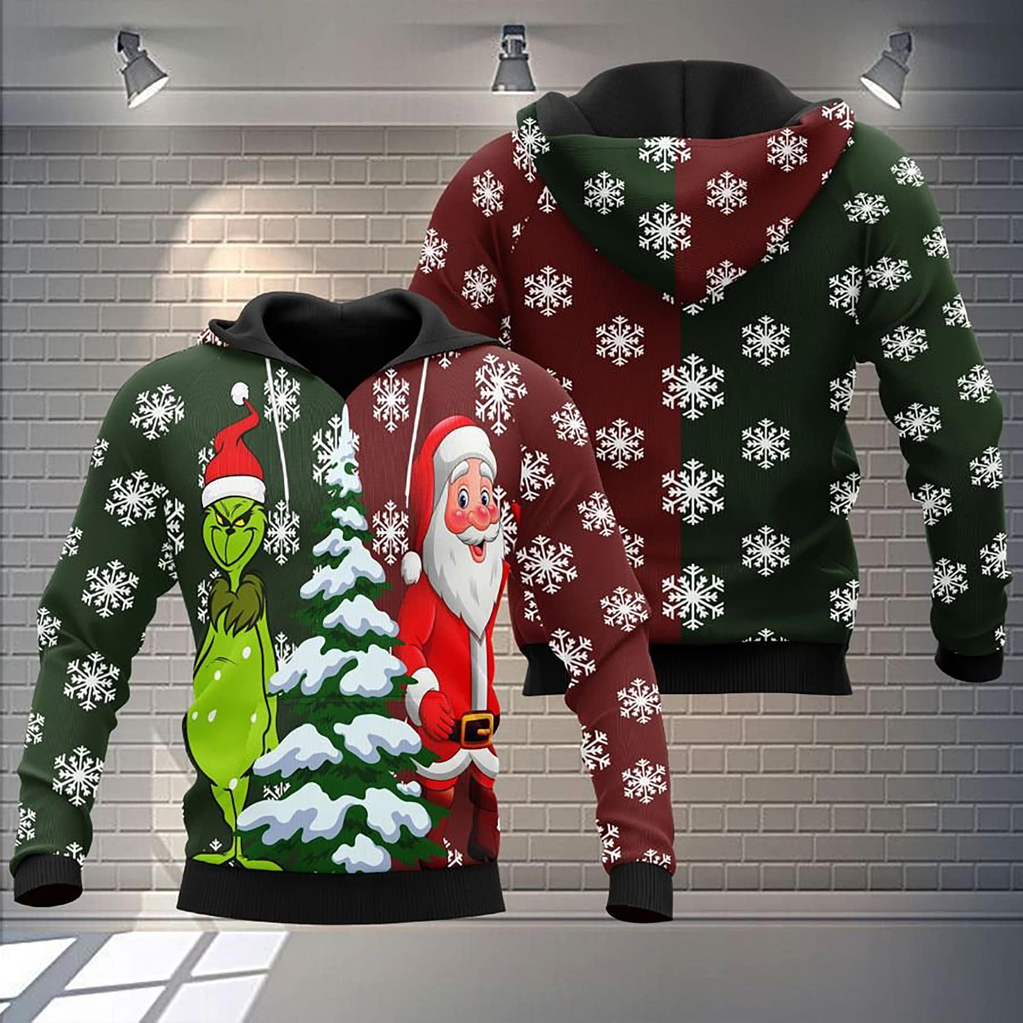 Christmas Tree Santa And Grinch Ugly Christmas Sweater