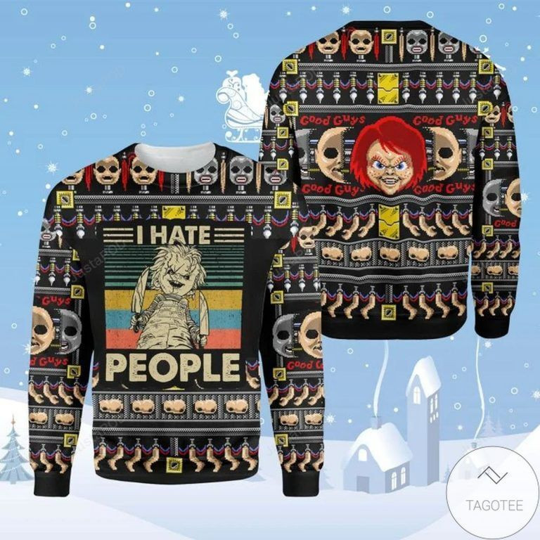 Chubby I Hate People Horror Doll Ugly Christmas Sweater,