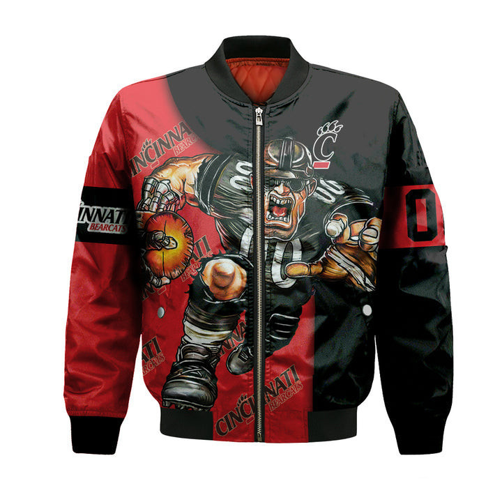 Cincinnati Bearcats Personalized Name Number Red Black Bomber Jacket | NCAA College Team Jacket for Men & Women | Sports Fan Gift