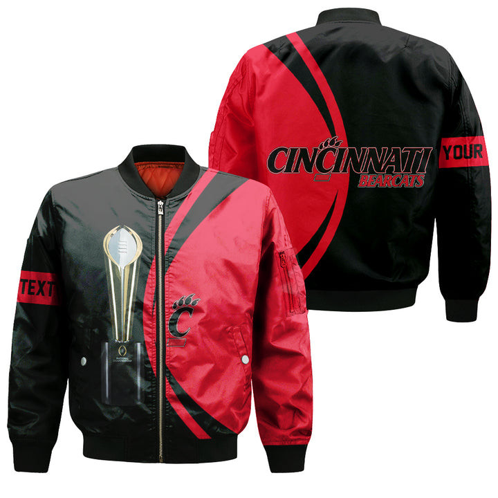 Cincinnati Bearcats Personalized Text Champions Bomber Jacket | NCAA College Team Jacket for Men & Women | Sports Fan Gift - Image 3
