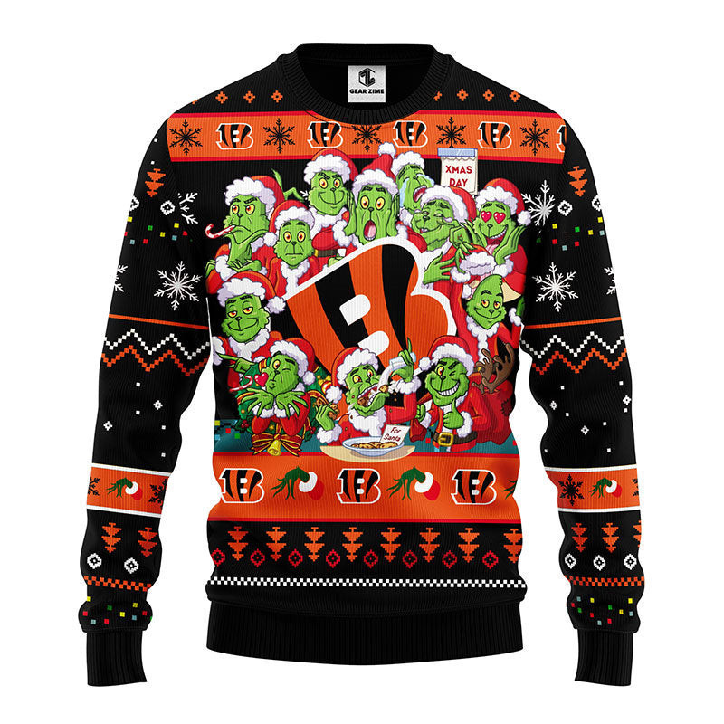 Cincinnati Bengals 12 Grinch Xmas Day Ugly Christmas Sweater,