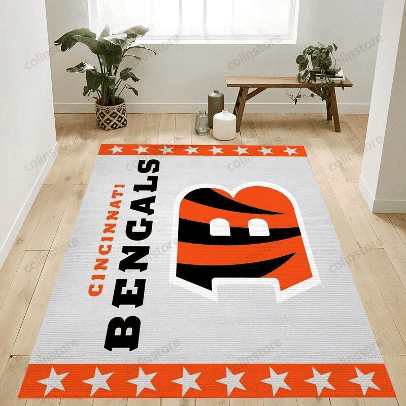 Cincinnati Bengals Banner 1 3D Rectangle Area Rug – Full Print Carpet For Living Room & Bedroom Home Decor