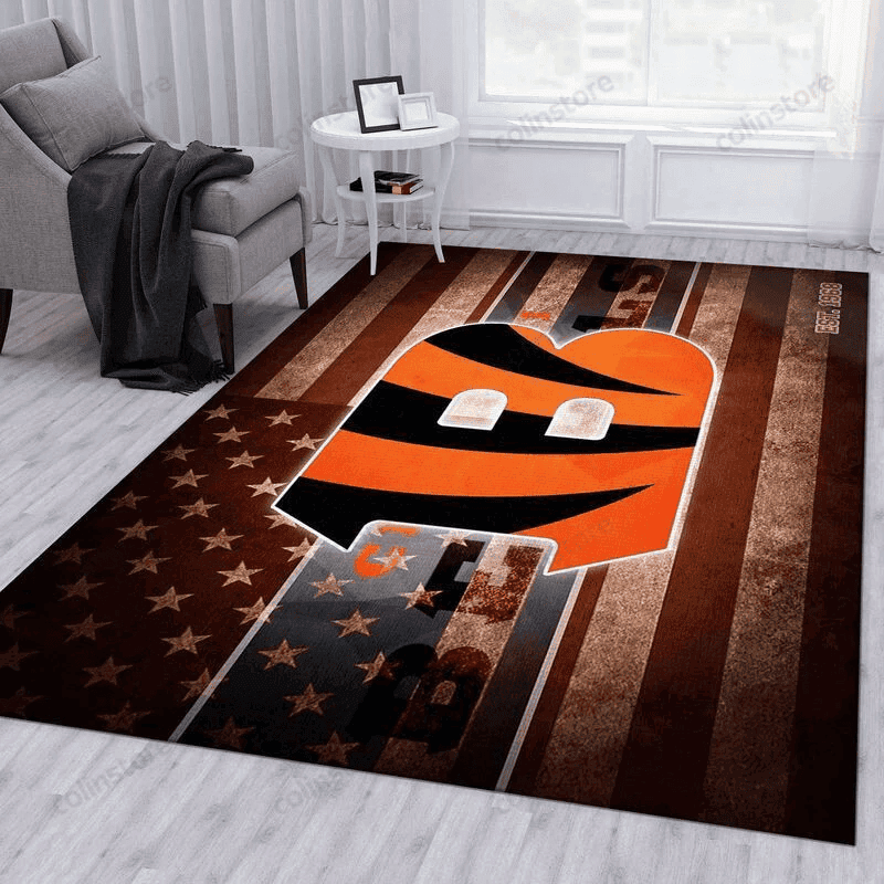 Cincinnati Bengals Banner 14 3D Rectangle Area Rug – Full Print Carpet For Living Room & Bedroom Home Decor