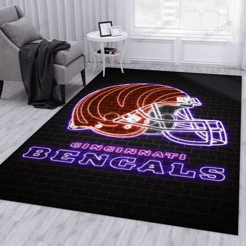 Cincinnati Bengals Banner 2 3D Rectangle Area Rug – Full Print Carpet For Living Room & Bedroom Home Decor