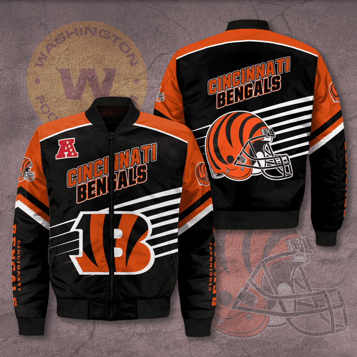 Cincinnati Bengals Bomber Jacket | NFL Team Jacket for Men & Women | Football Fan Gift