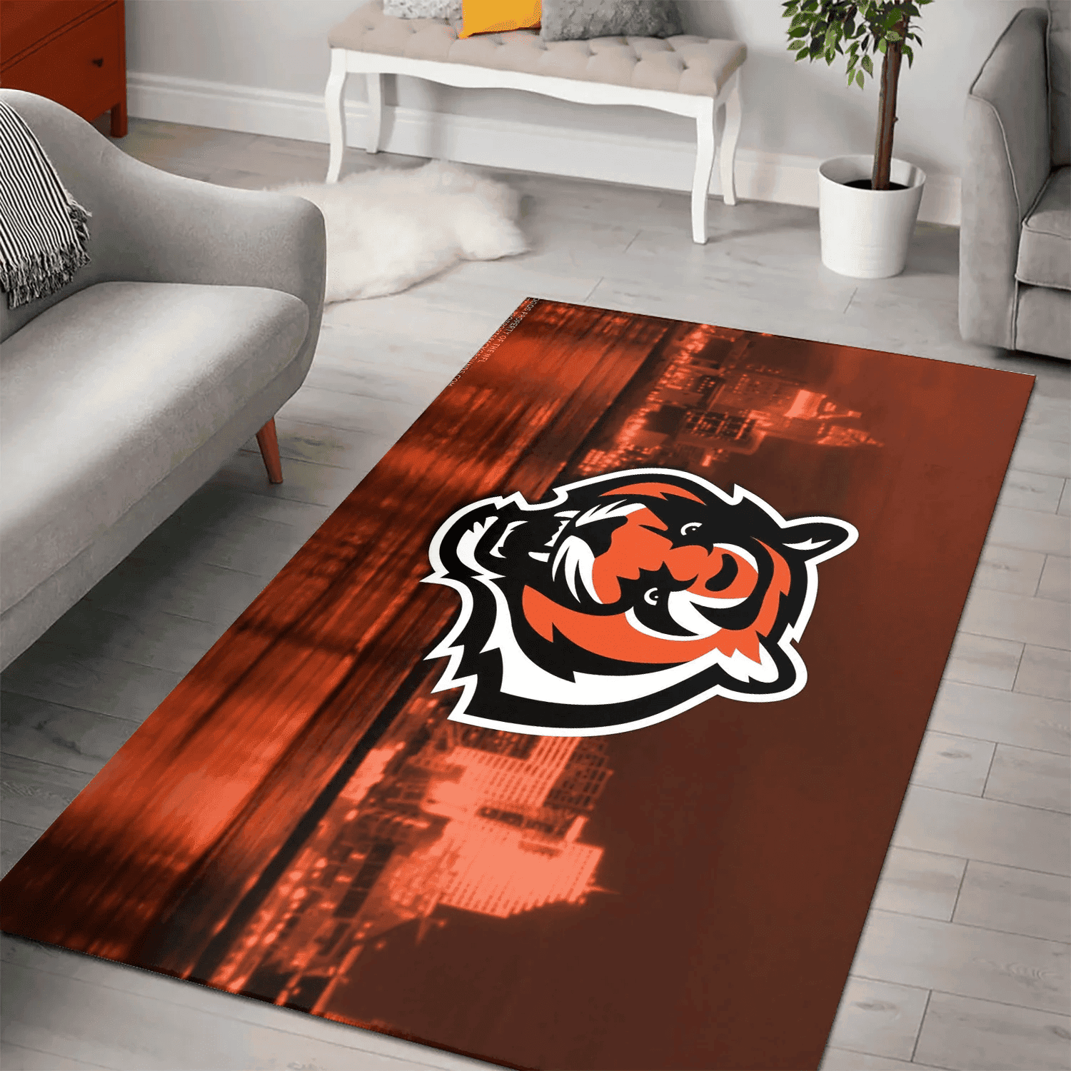 Cincinnati Bengals City 3D Full Print Rectangle Area Rug – Full Print Carpet For Living Room & Bedroom Home Decor