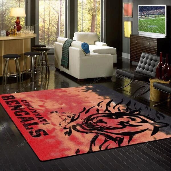 Cincinnati Bengals Deandanecettge Rectangle Area Rug – Full Print Carpet For Living Room & Bedroom Home Decor