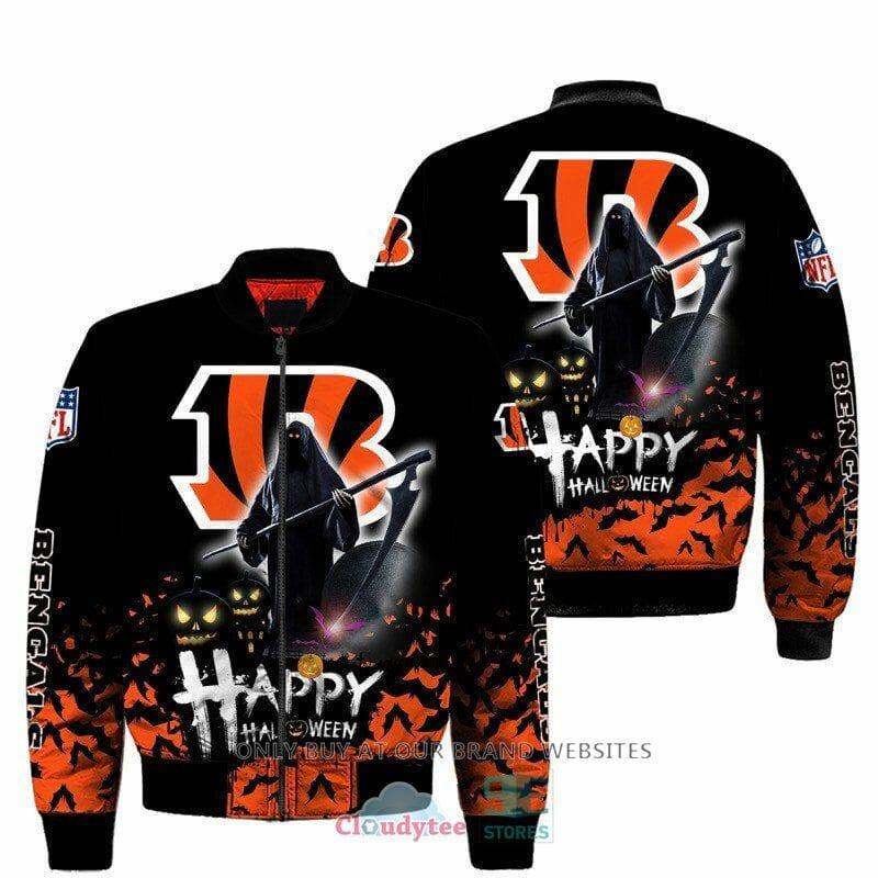 Cincinnati Bengals Happy Halloween Bomber Jacket | NFL Team Jacket for Men & Women | Football Fan Gift