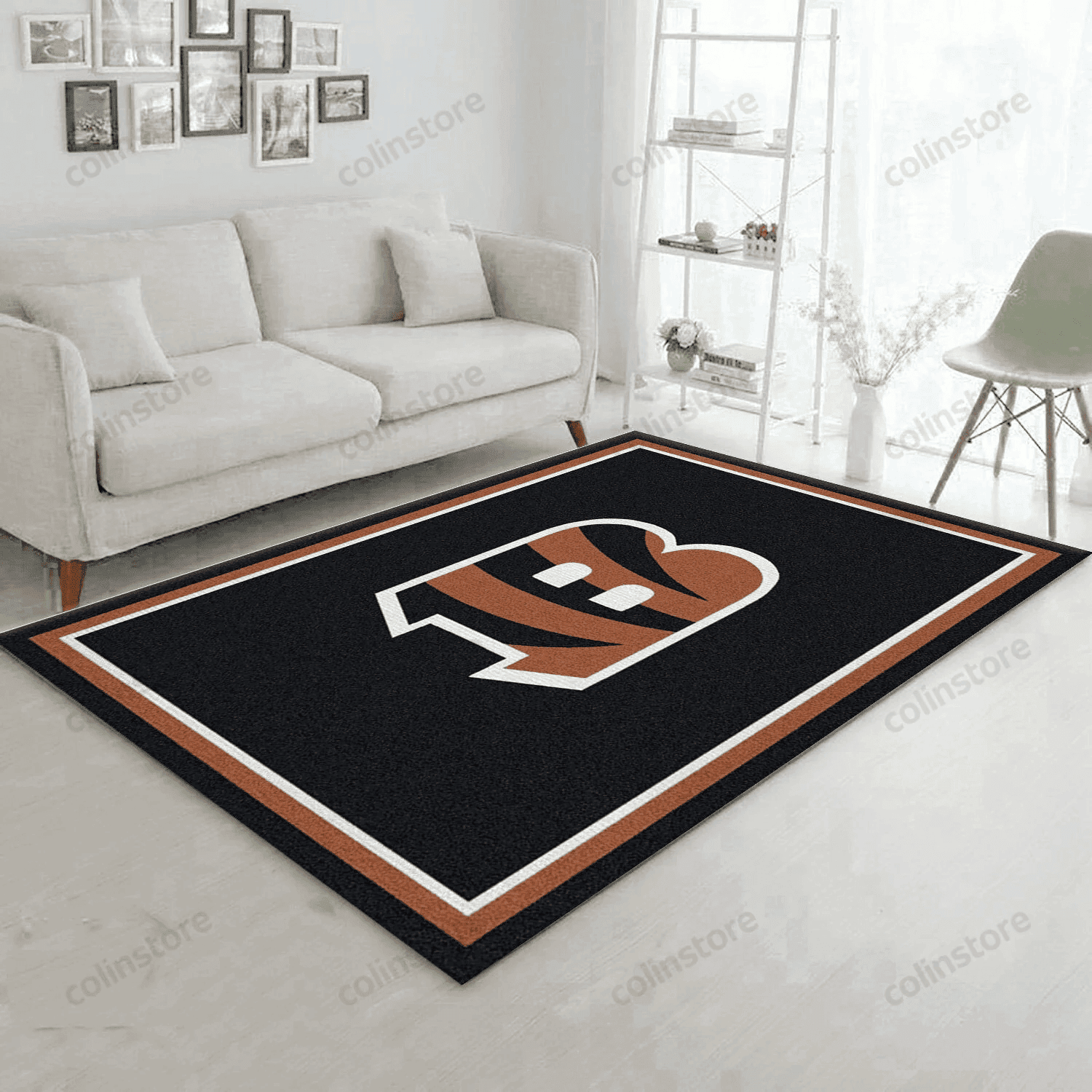 Cincinnati Bengals Imperial Spirit Rug Team Logos Rectangle Area Rug – Full Print Carpet For Living Room & Bedroom Home Decor