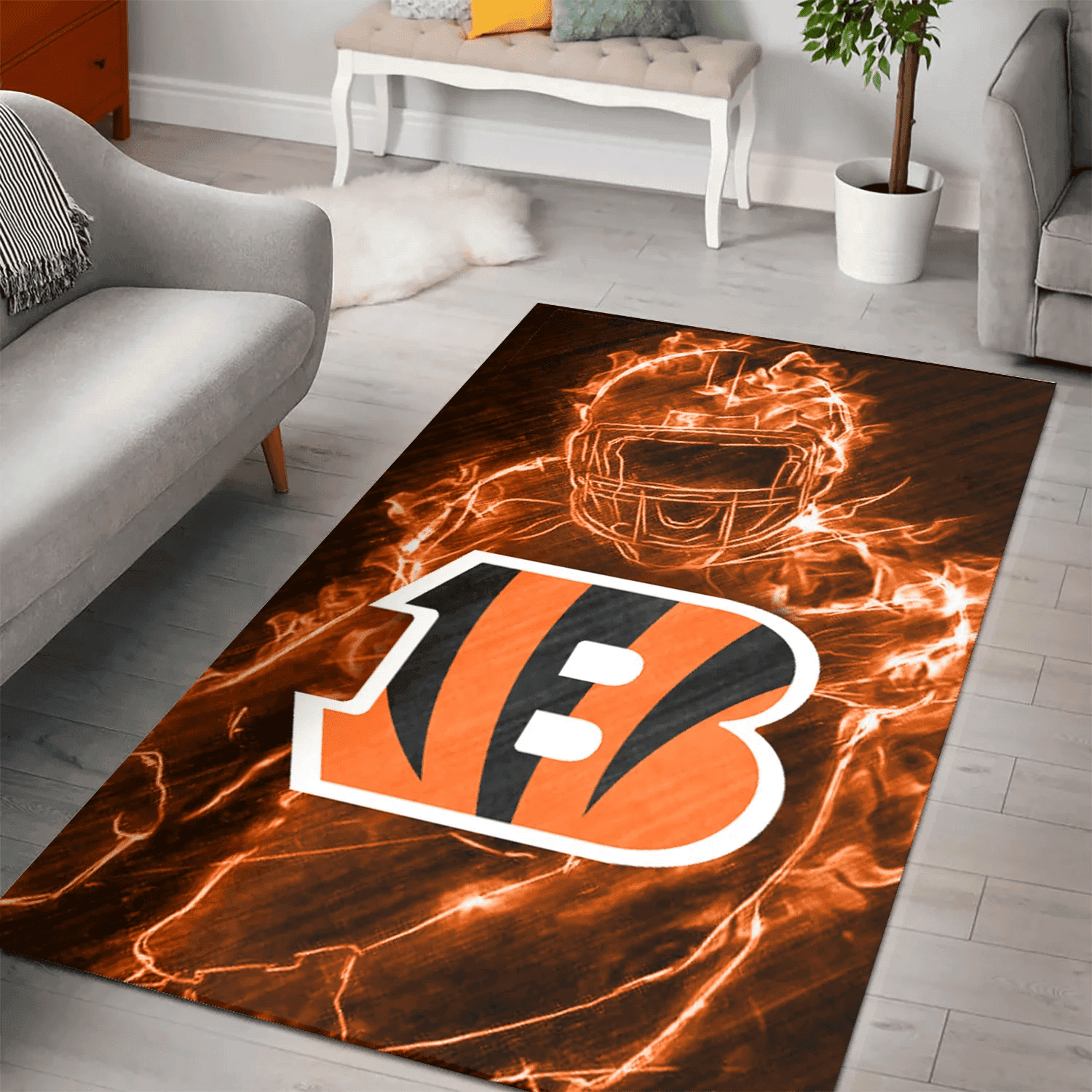 Cincinnati Bengals Legend 3D Full Print Rectangle Area Rug – Full Print Carpet For Living Room & Bedroom Home Decor
