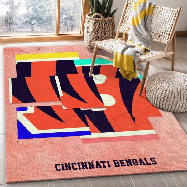 Cincinnati Bengals Living Room Rectangle Area Rug – Full Print Carpet For Living Room & Bedroom Home Decor