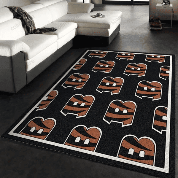 Cincinnati Bengals Logo Gifts 3D Rectangle Area Rug – Full Print Carpet For Living Room & Bedroom Home Decor