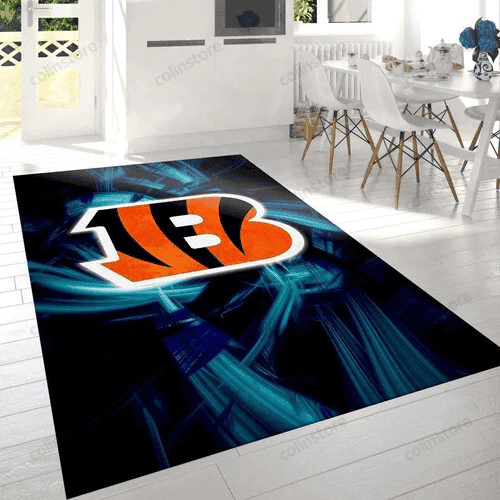 Cincinnati Bengals Logo Rectangle Area Rug – Full Print Carpet For Living Room & Bedroom Home Decor