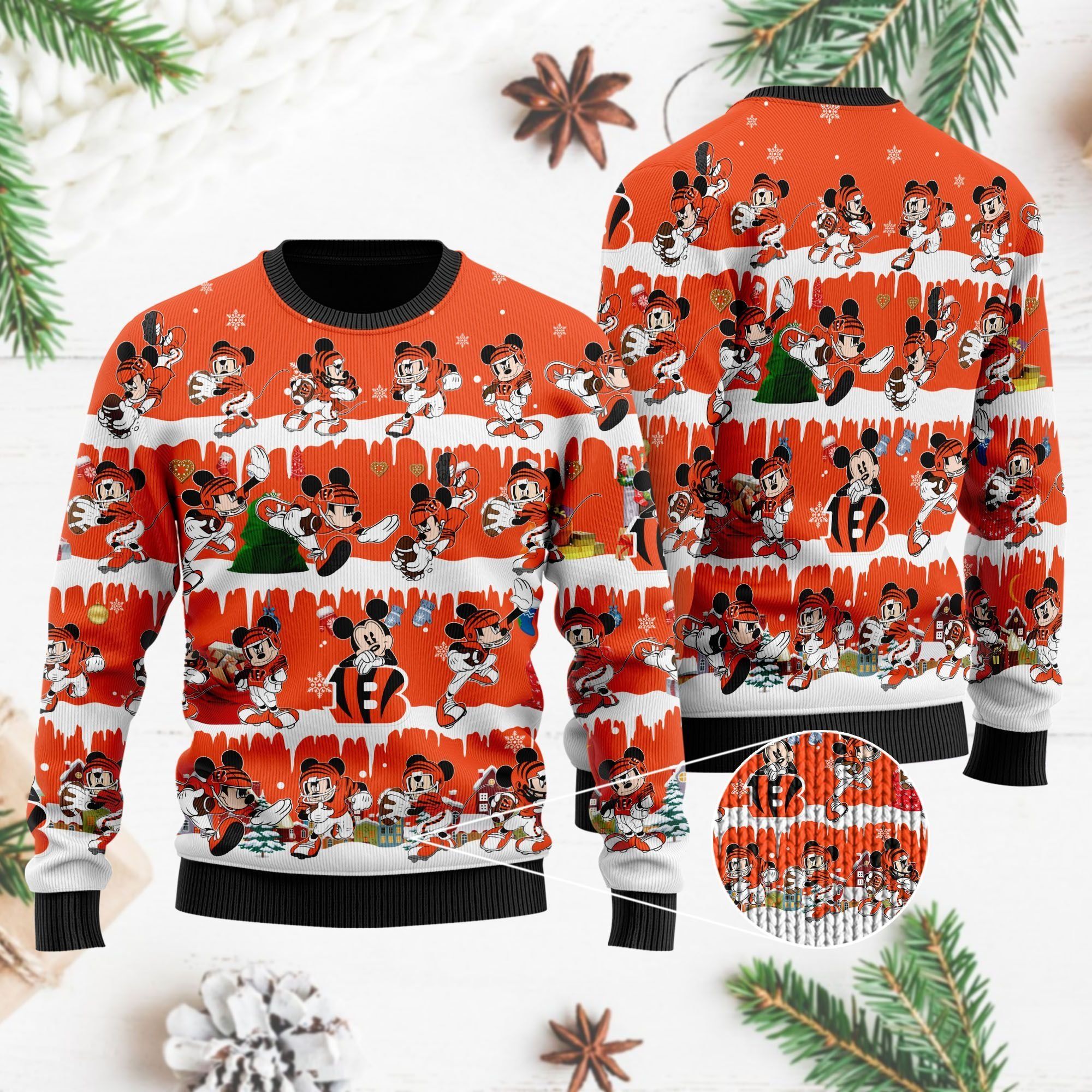 Cincinnati Bengals Mickey NFL American Football Ugly Christmas Sweater