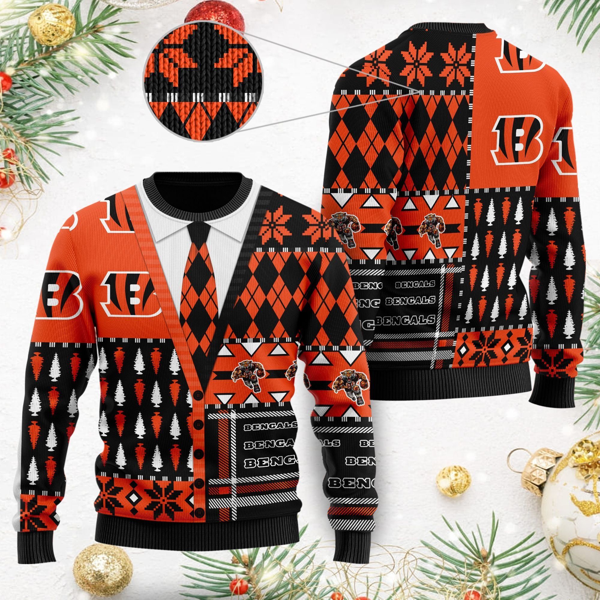 Cincinnati Bengals NFL American Football Team Cardigan Style 3D Men And Women Ugly Christmas Sweater For Sport Lovers On Christmas Days